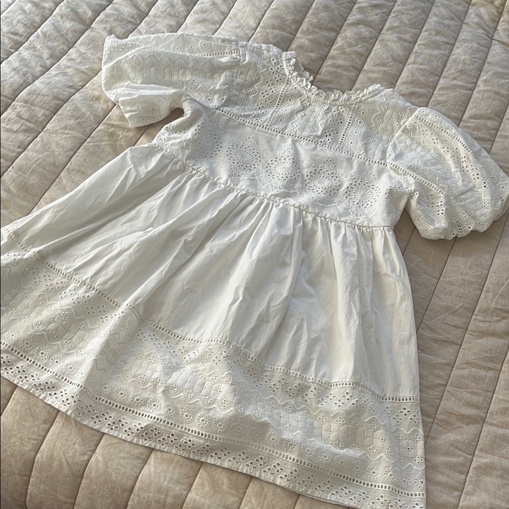Forever That Girl Anthropologie Puff Sleeve Lace Babydoll Mini Dress